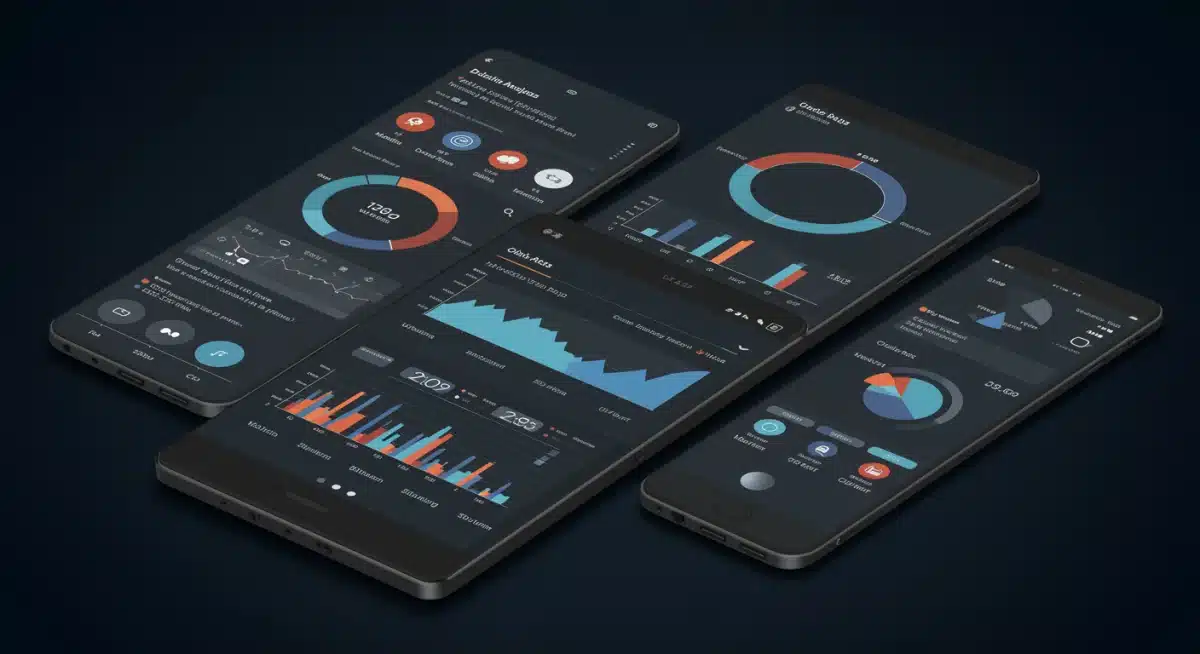Data analytics dashboard showing mobile app engagement metrics and insights.