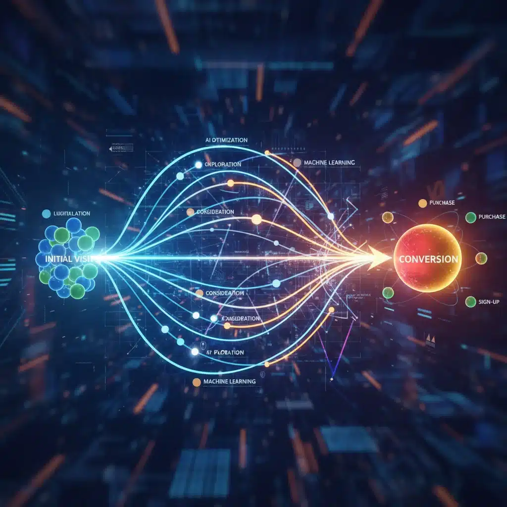 AI-driven data flow optimizing conversion funnels and user journeys