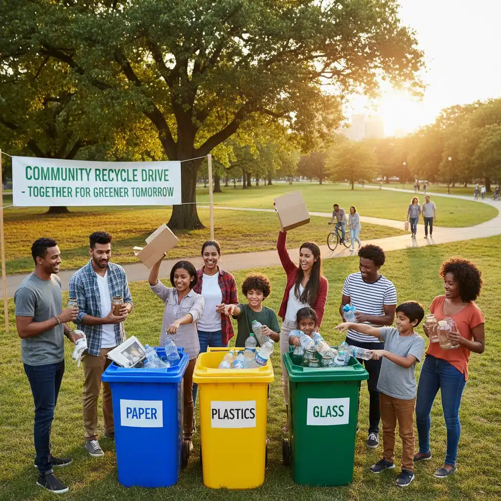 Community participating in a circular economy recycling program