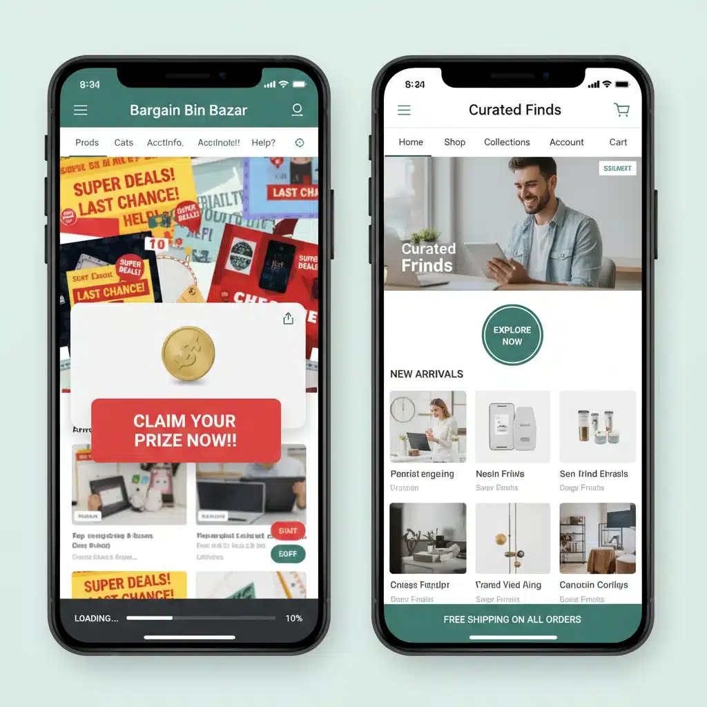 Comparison of poor vs. optimized mobile website experience for CRO