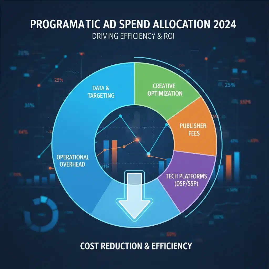 Infographic illustrating programmatic ad spend breakdown and cost reduction strategies