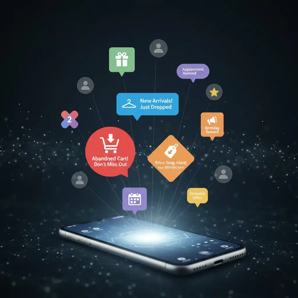 Diverse push notifications strategy for mobile e-commerce app
