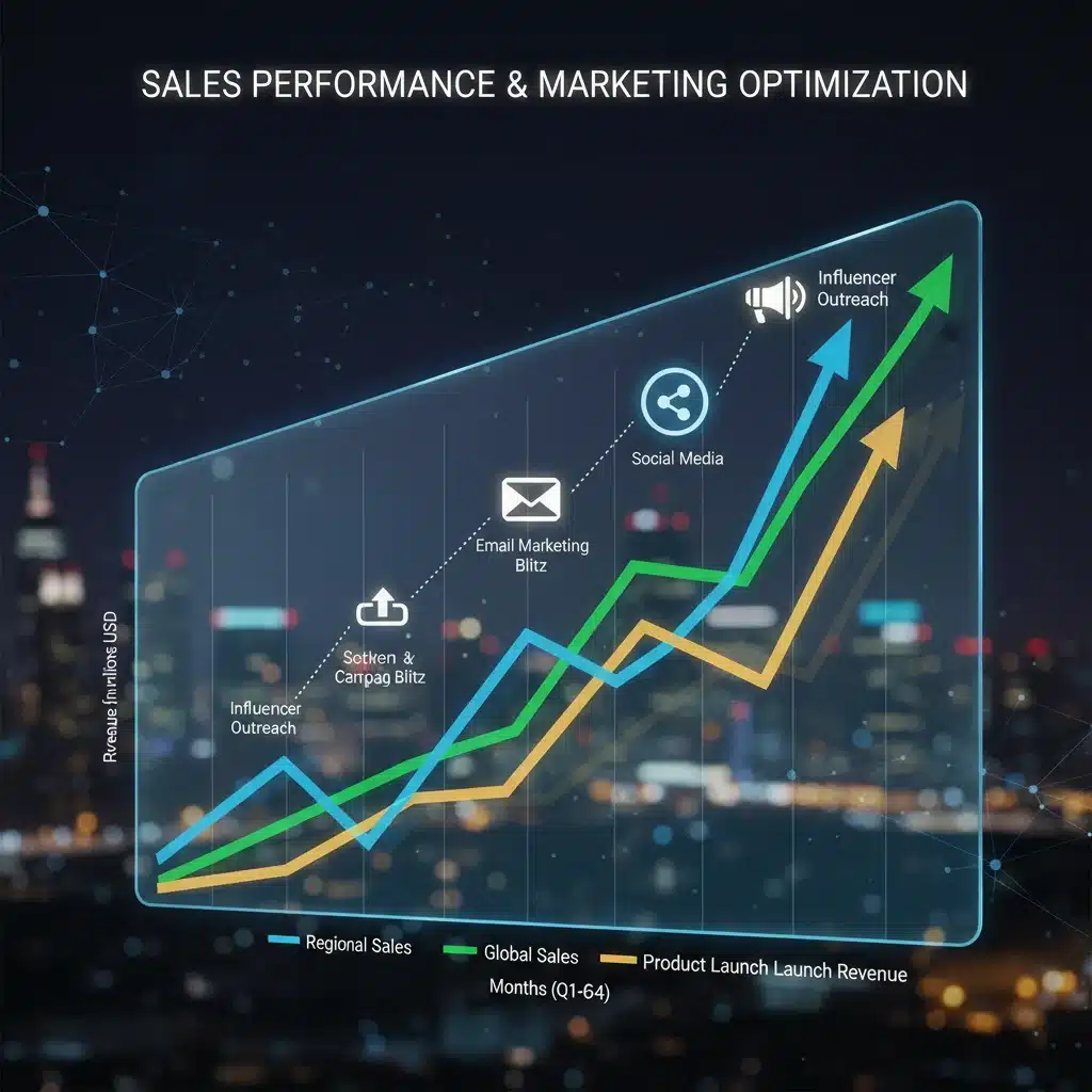 Sales performance trends and marketing channel impact on Squarespace.