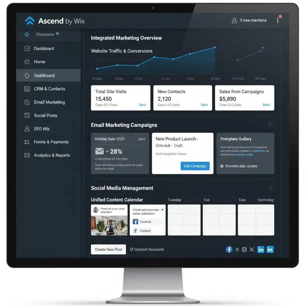 Wix Ascend dashboard for integrated marketing