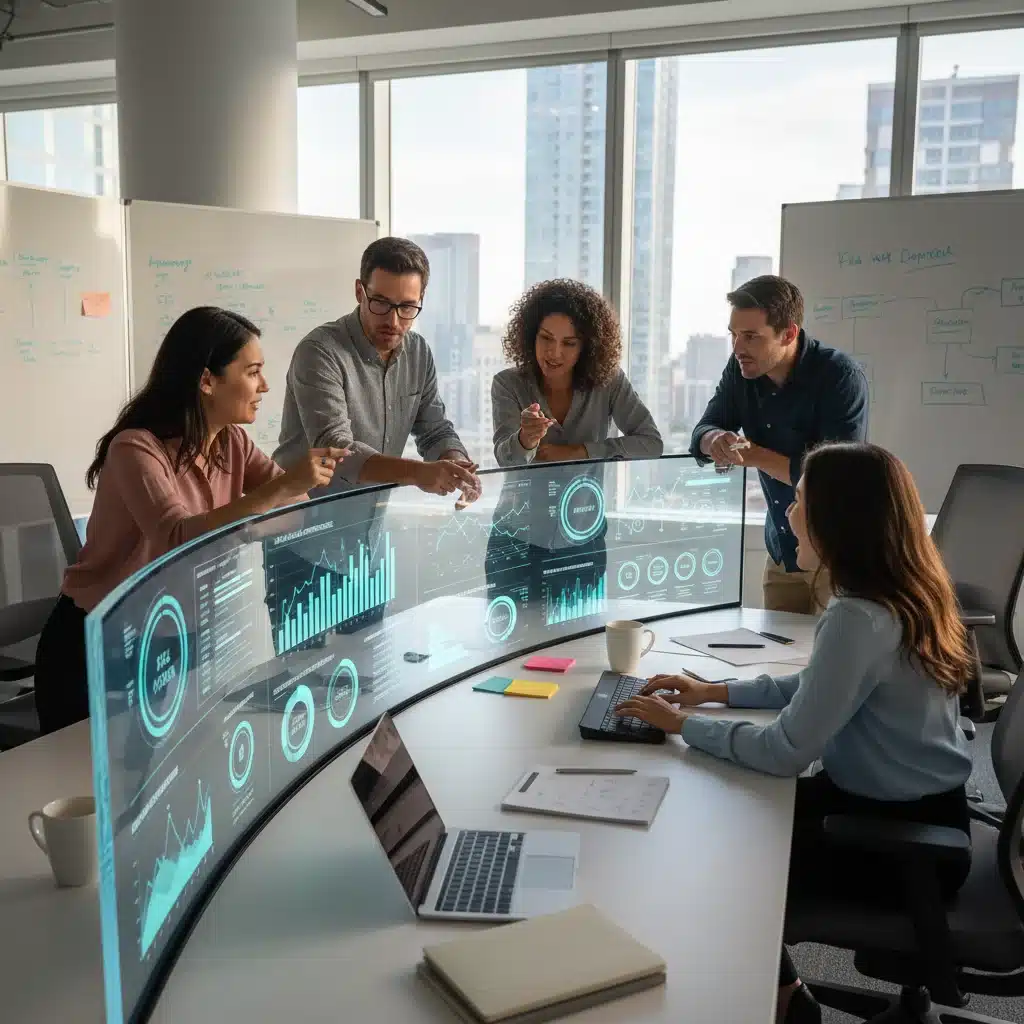 Marketing team analyzing AI-powered email campaign analytics.