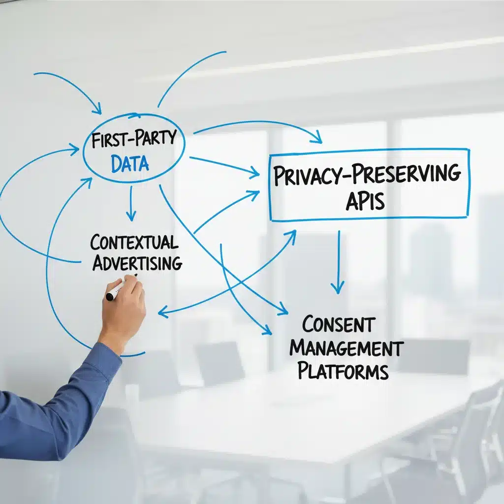 Marketer strategizing with first-party data and privacy APIs