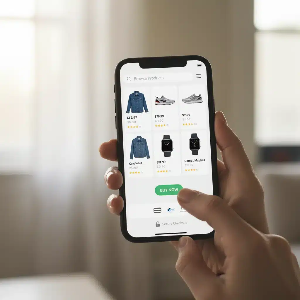 Seamless mobile shopping experience on a smartphone app