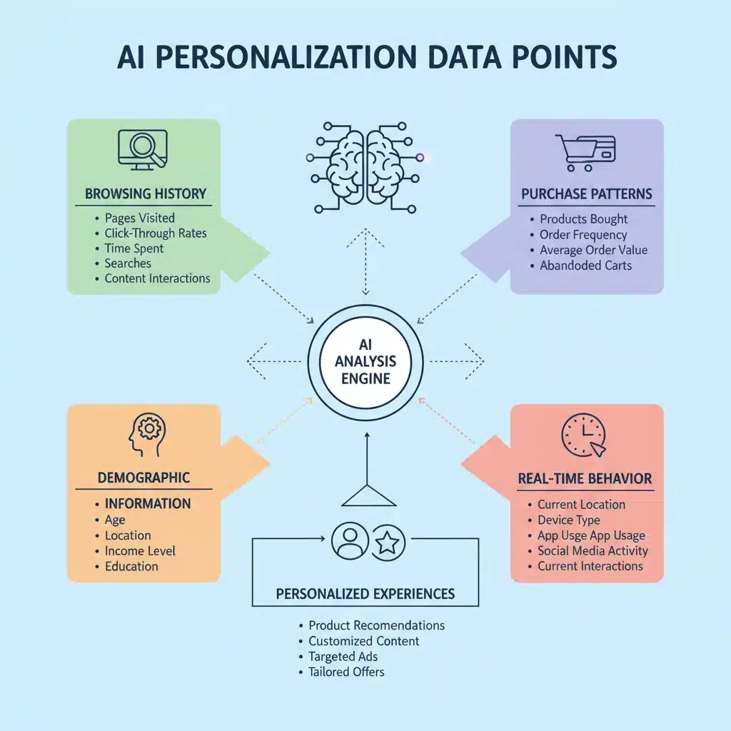 Infographic showing data points for AI personalization in e-commerce