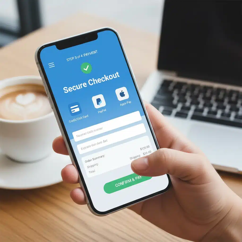 Seamless and secure mobile e-commerce checkout process.